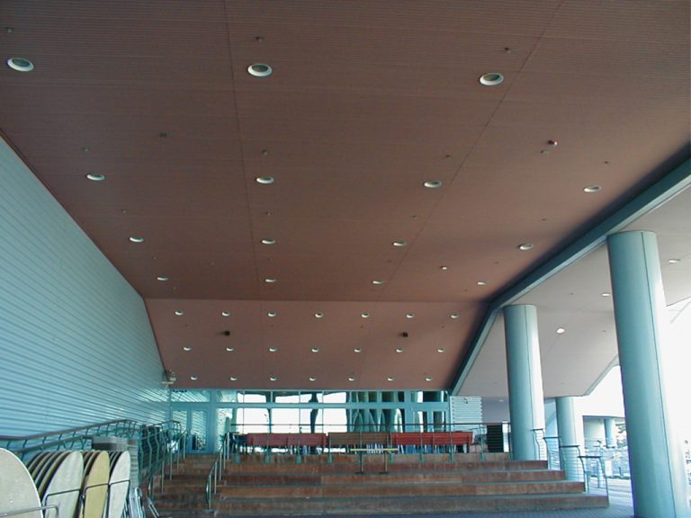 Picture of the recessed lighting in the ceiling of one of the Nauticus event areas