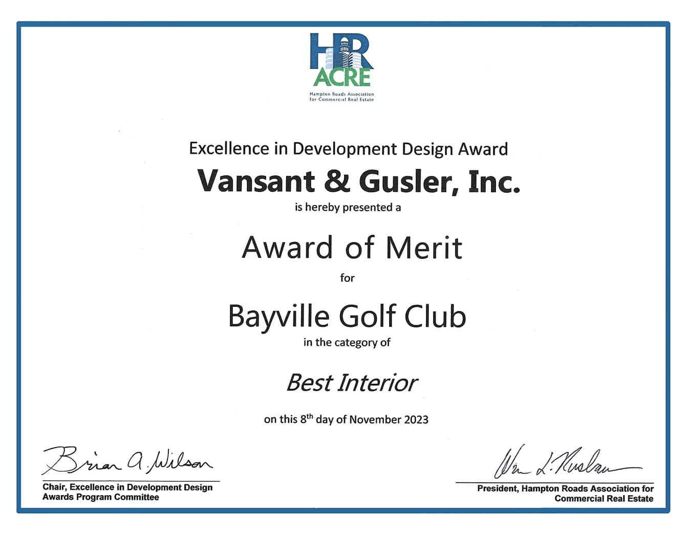 LEED for New Construction Certified Award for successfully designing the Emergency Control Center building to the requirements established by the US Green Building Council