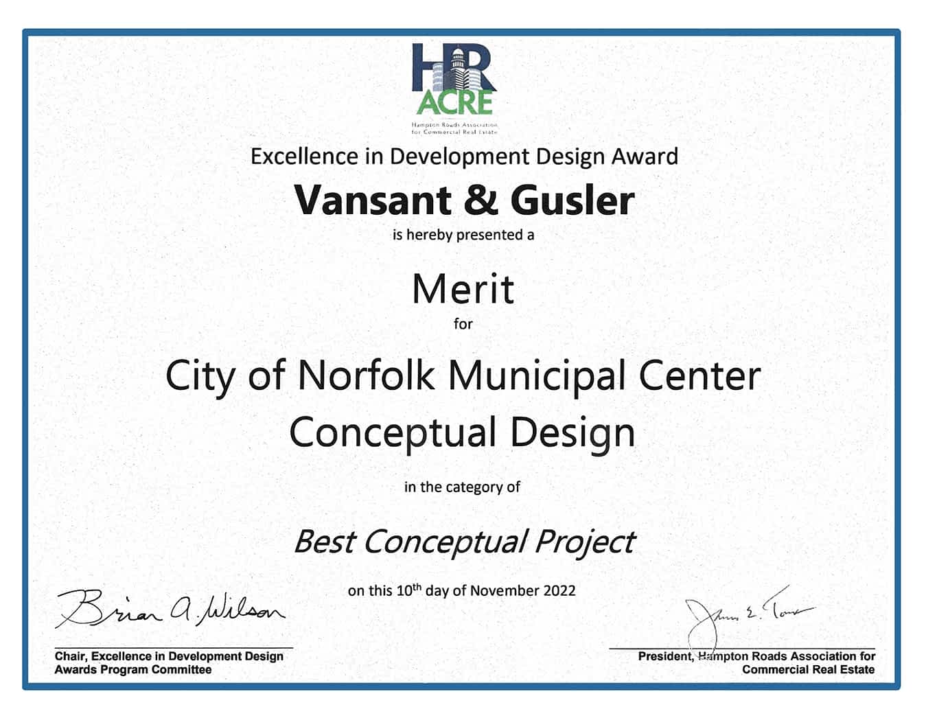 LEED for New Construction Gold Award Certificate for successfully designing building P1349 to the requirements established by the US Green Building Council
